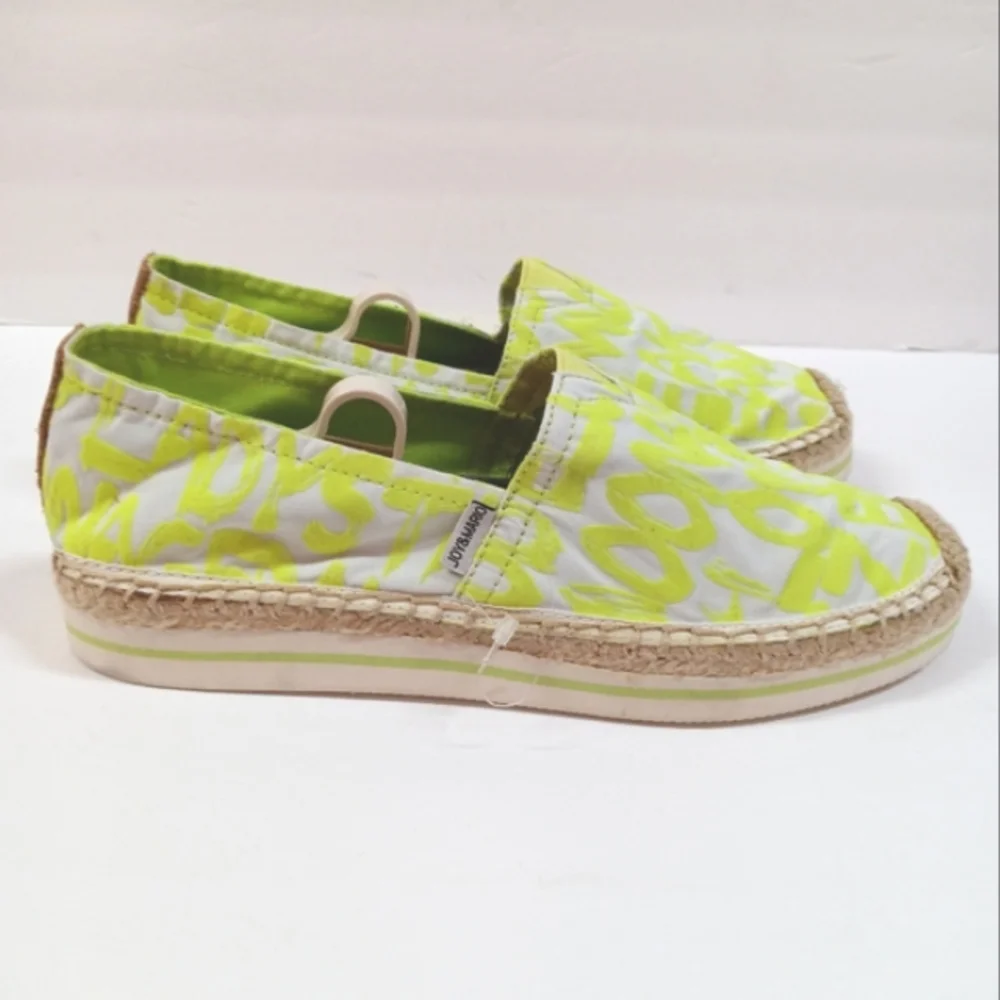 NEW Joy & Mario Love Flocked Print Letters Neon Yellow/Green Size 7